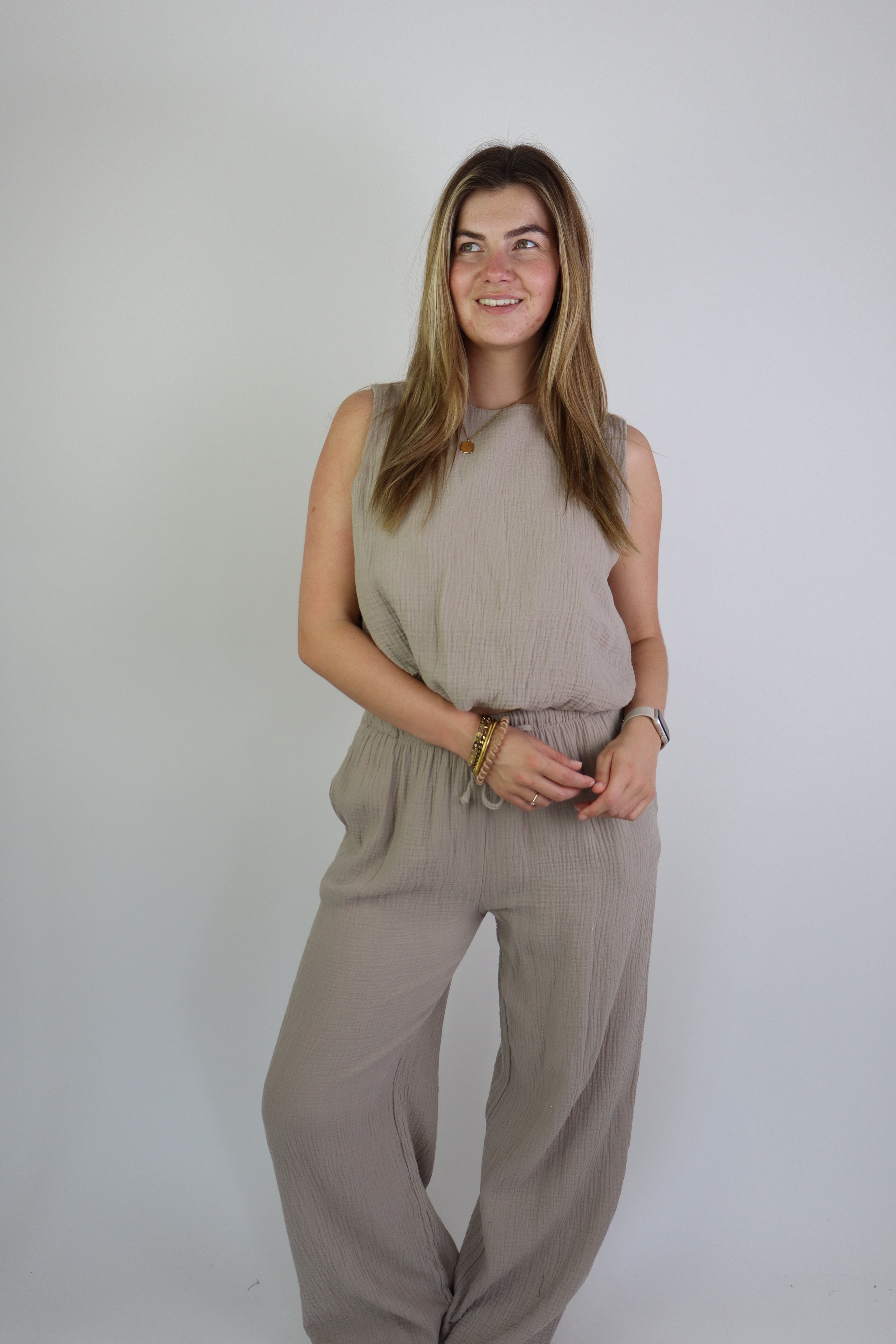 Isabel Katoenen Set Taupe