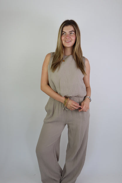 Isabel Katoenen Set Taupe