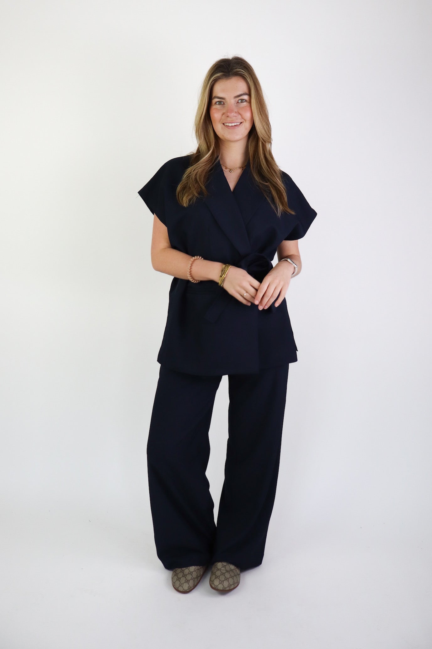 Bowie Wide Leg Pantalon Navy