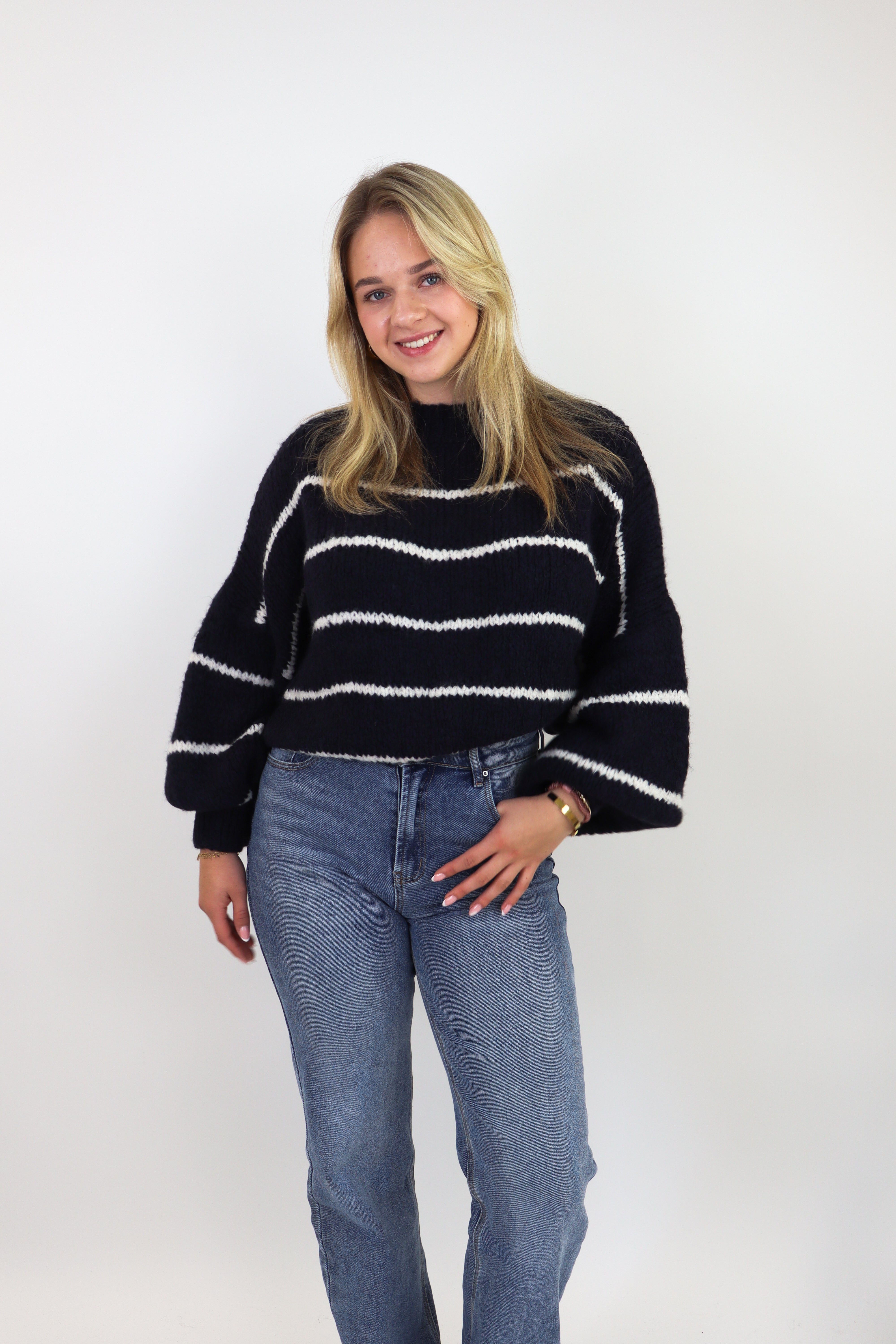 Ella Striped Sweater Navy