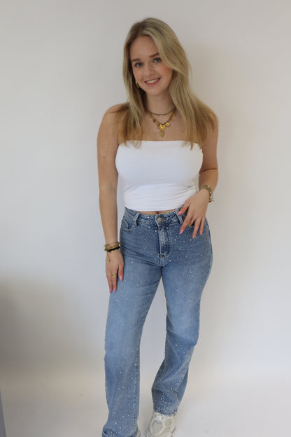 Straight Leg Glitter Jeans |