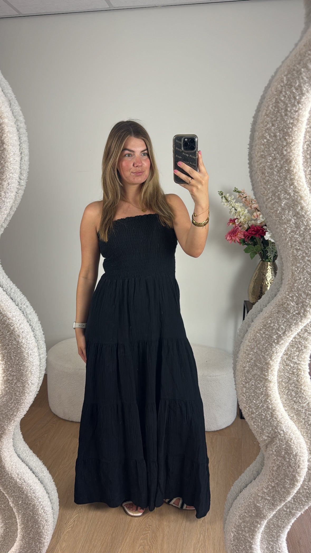 Katoenen Maxi Dress Black