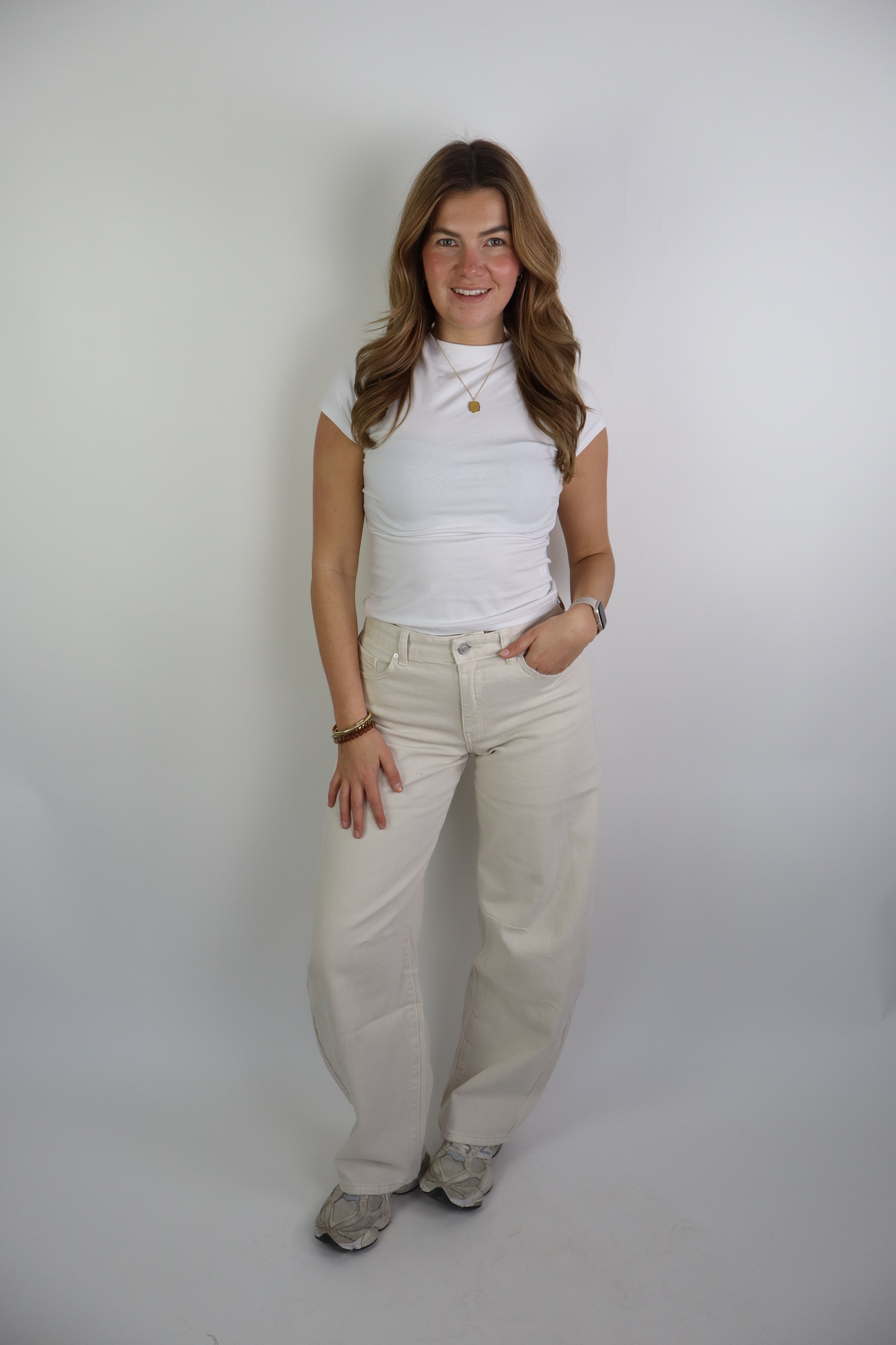 Cindy Balloon Jeans Beige W3717-K