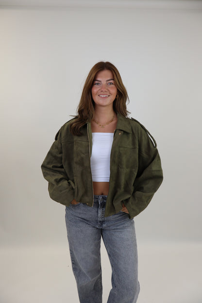 Suede Jacket Army Green