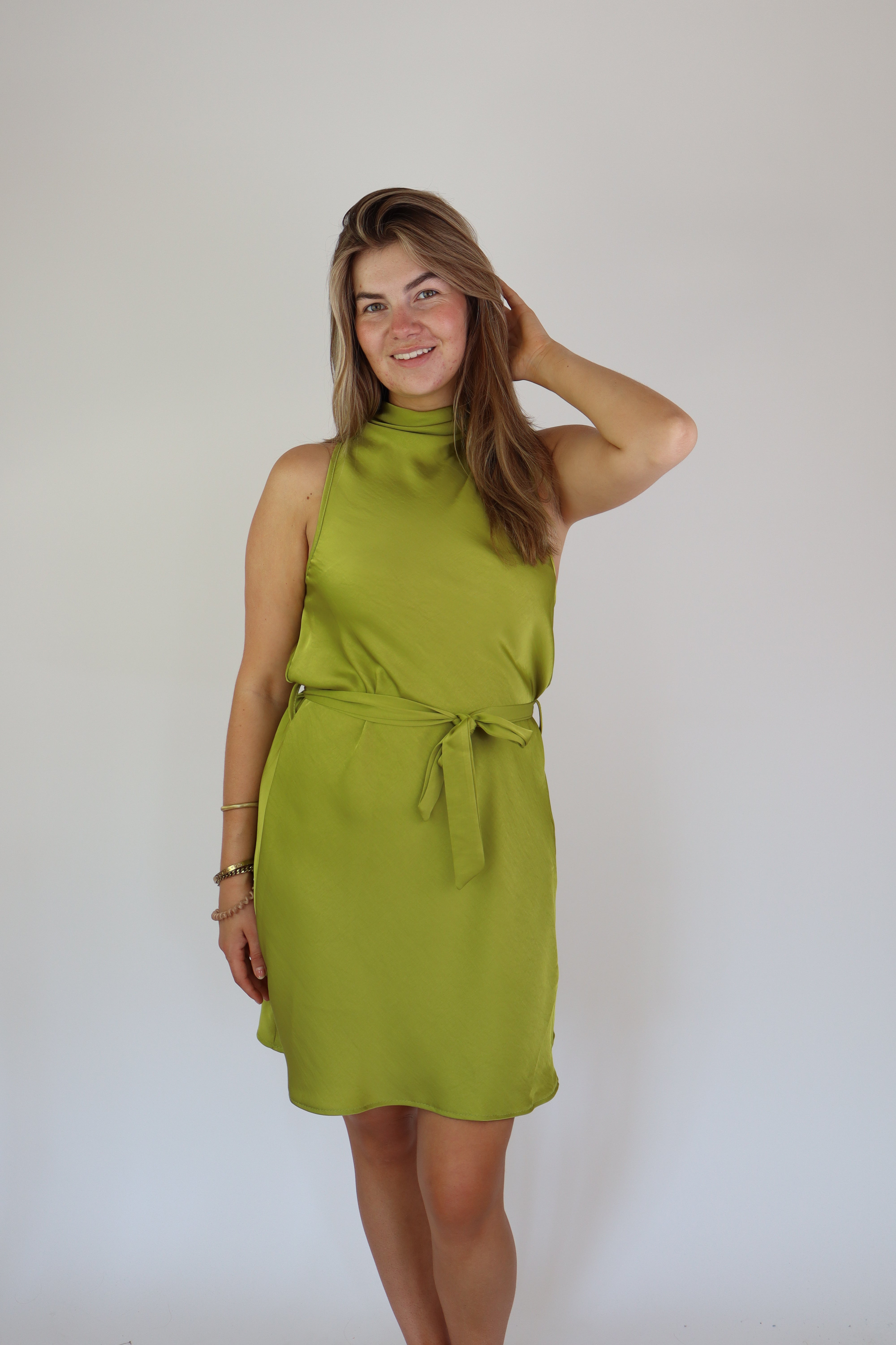Satijnen Dress Lime