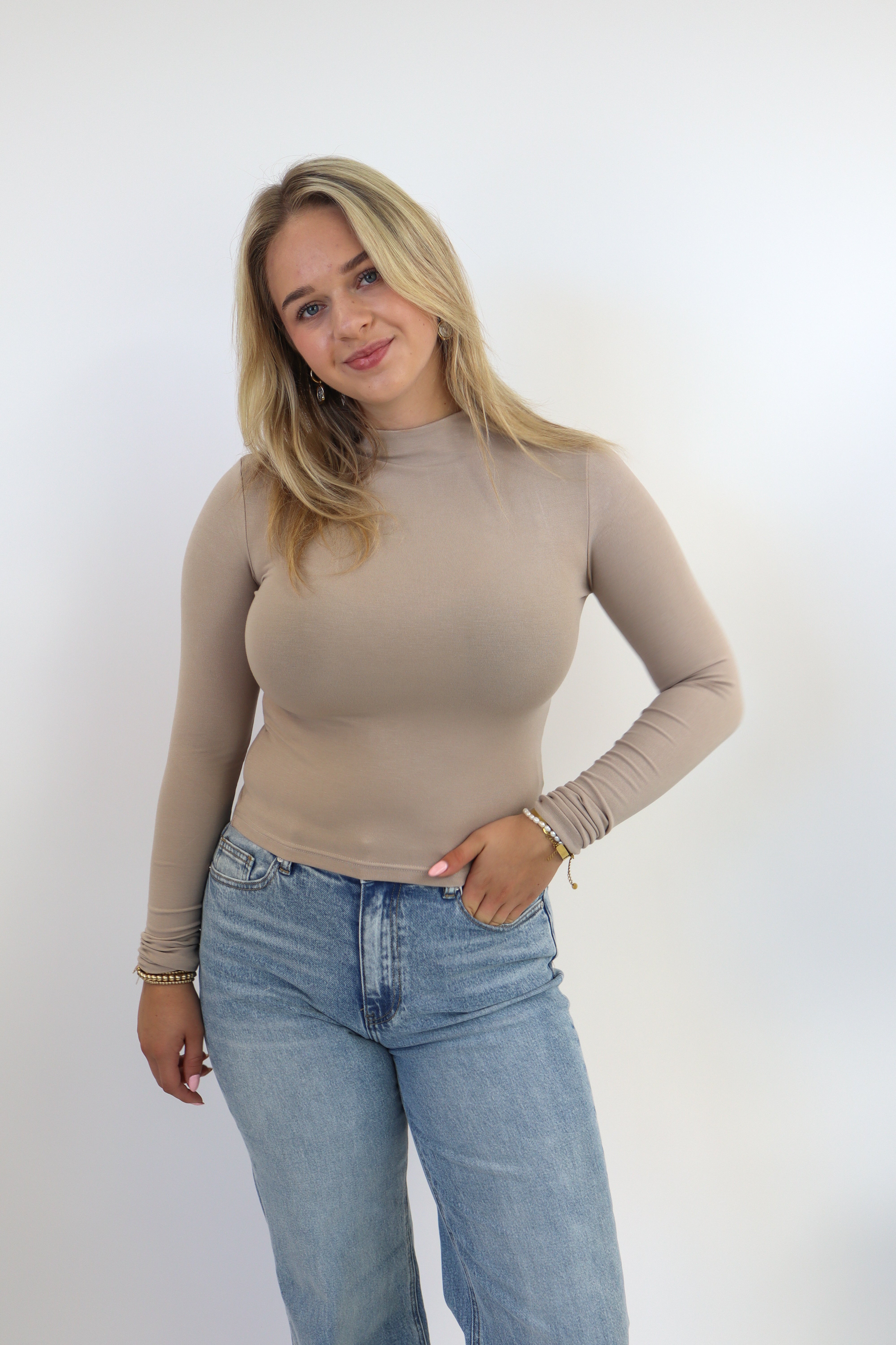 Leanne Long Sleeve Top - Khaki