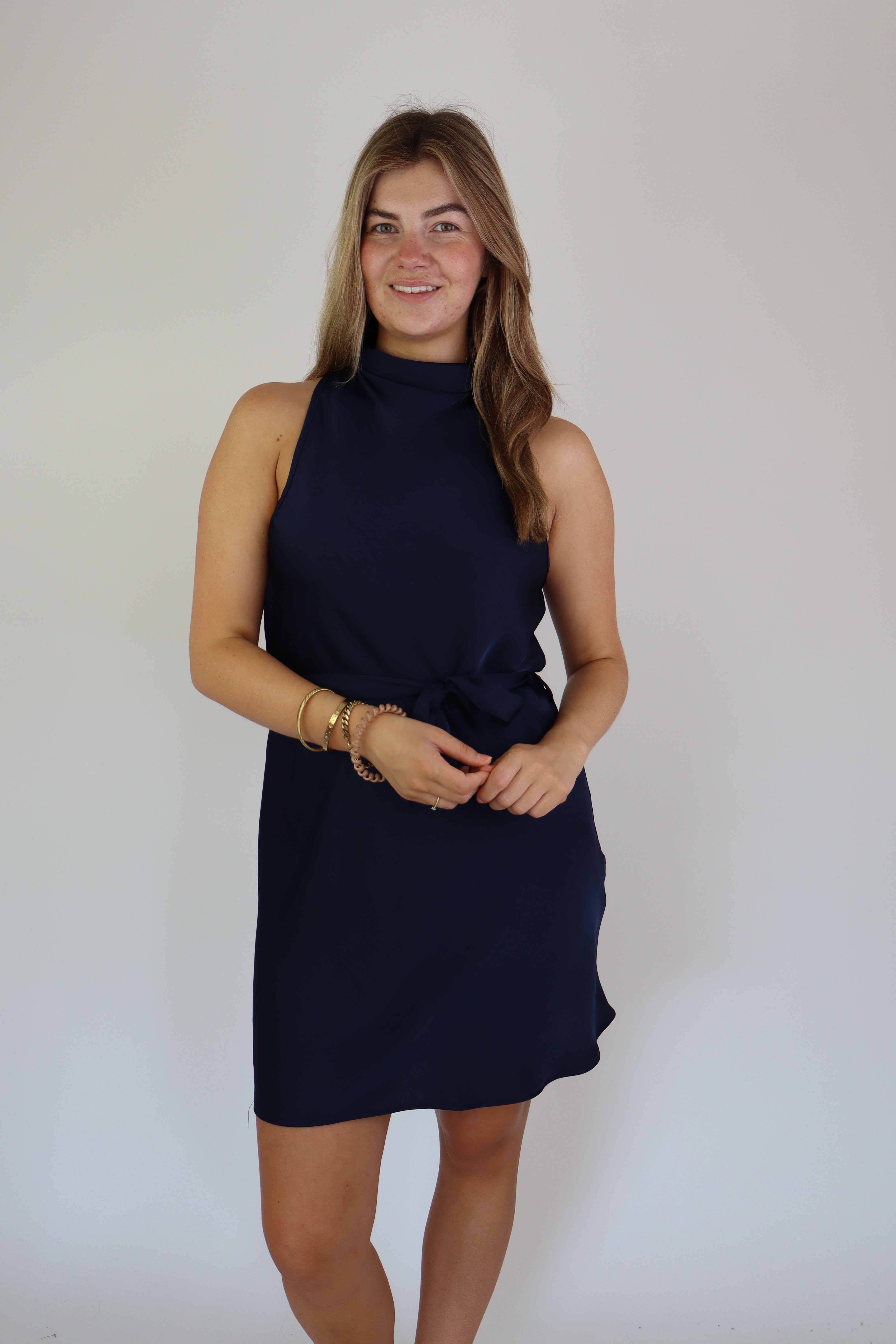 Satijnen Dress Navy