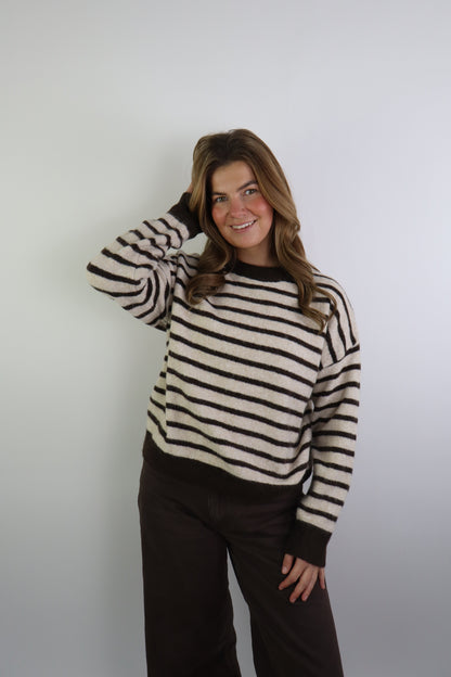 Djowena Striped Sweater Bruin/Beige