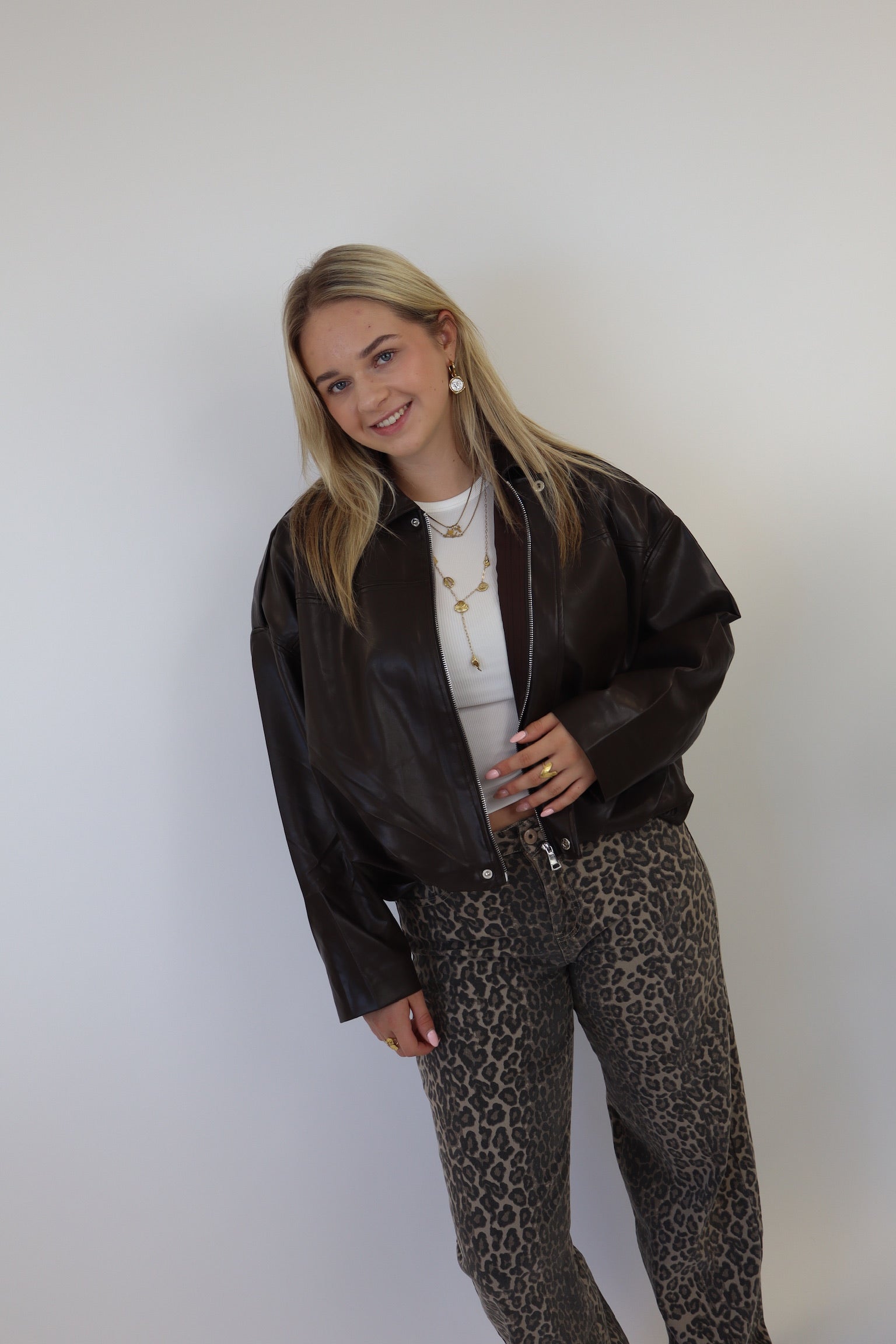 Veronique PU Jacket Dark Brown