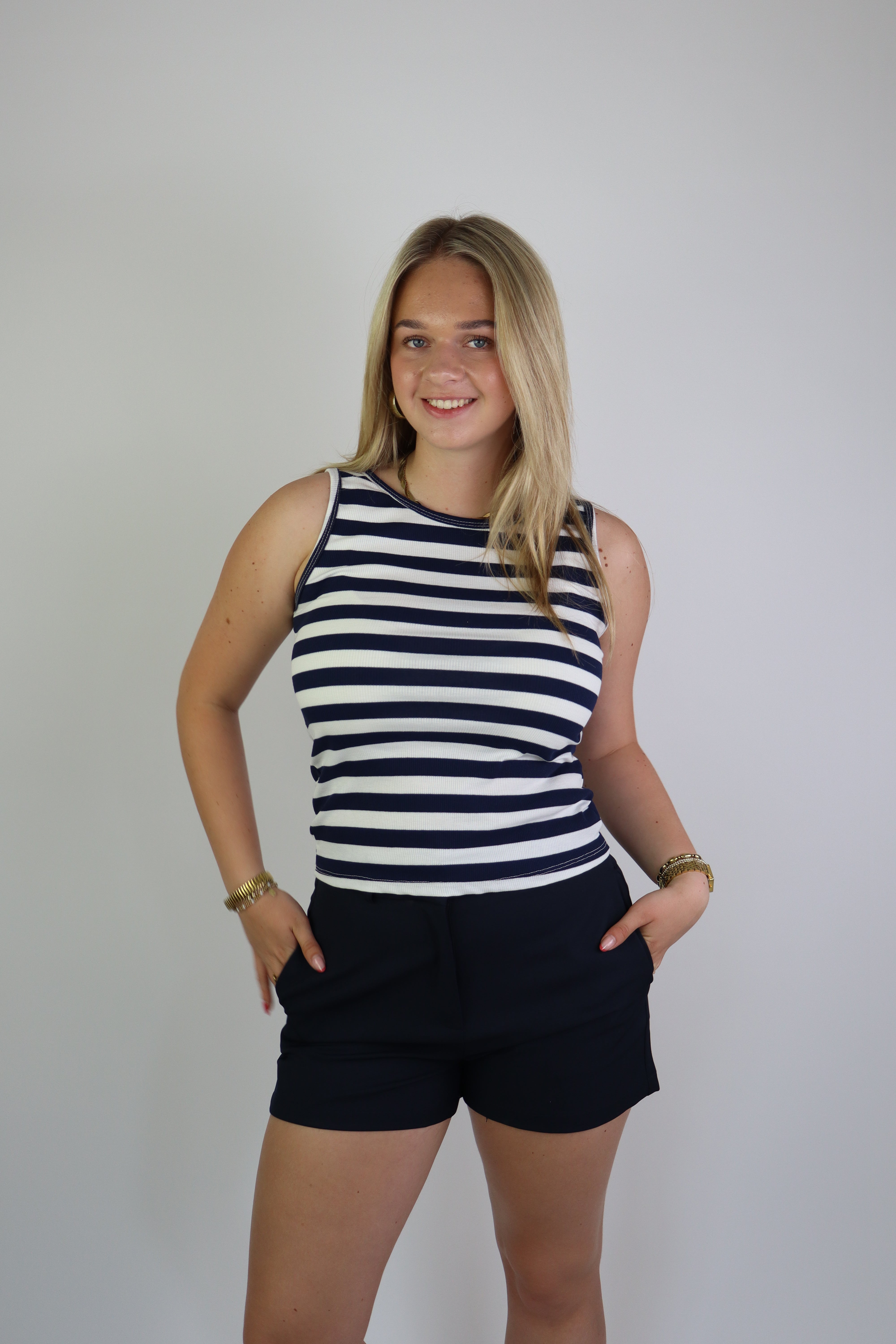 Ambika Striped Top Navy