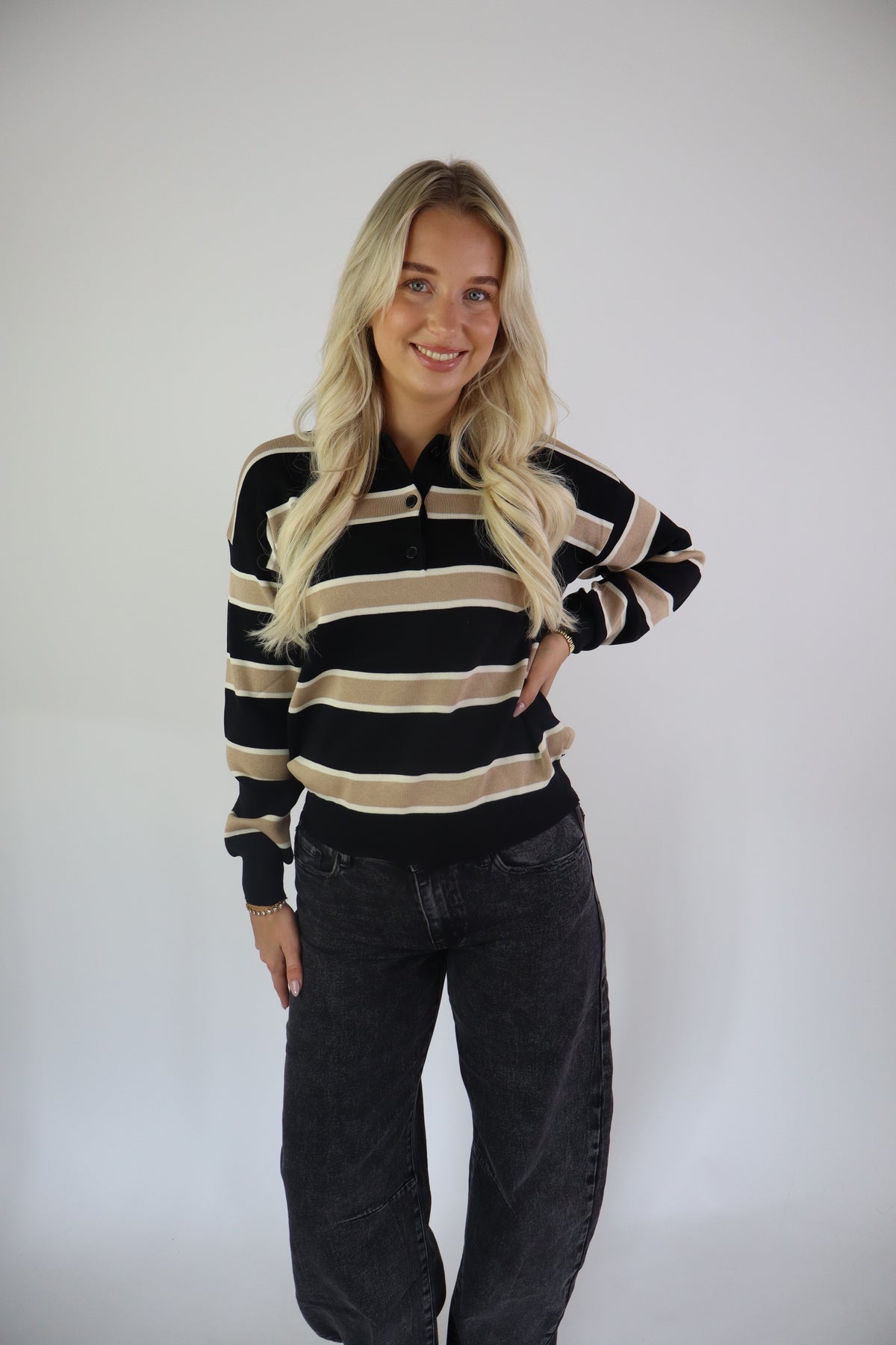 Alessia Striped Polo Sweater