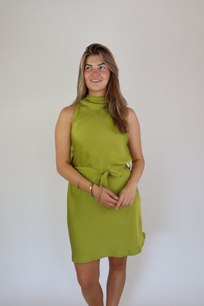 Satijnen Dress Lime