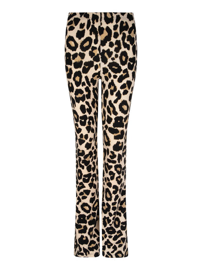 Beige Elin Leopard Flared Broek