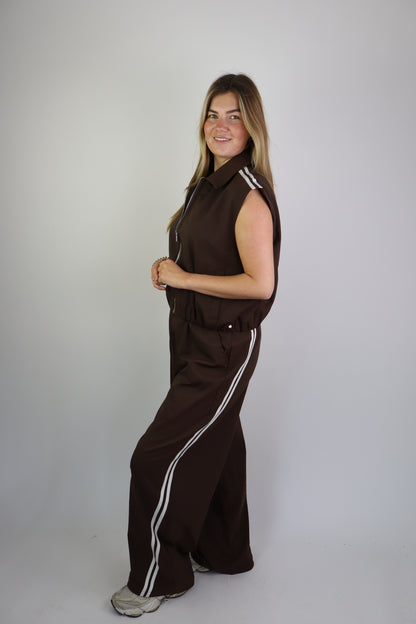 Ambika Striped Gilet Brown