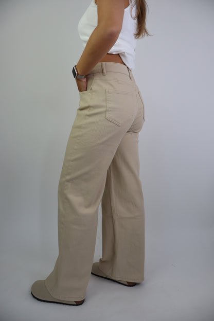 Fenne Wide Leg Jeans Stretch Beige