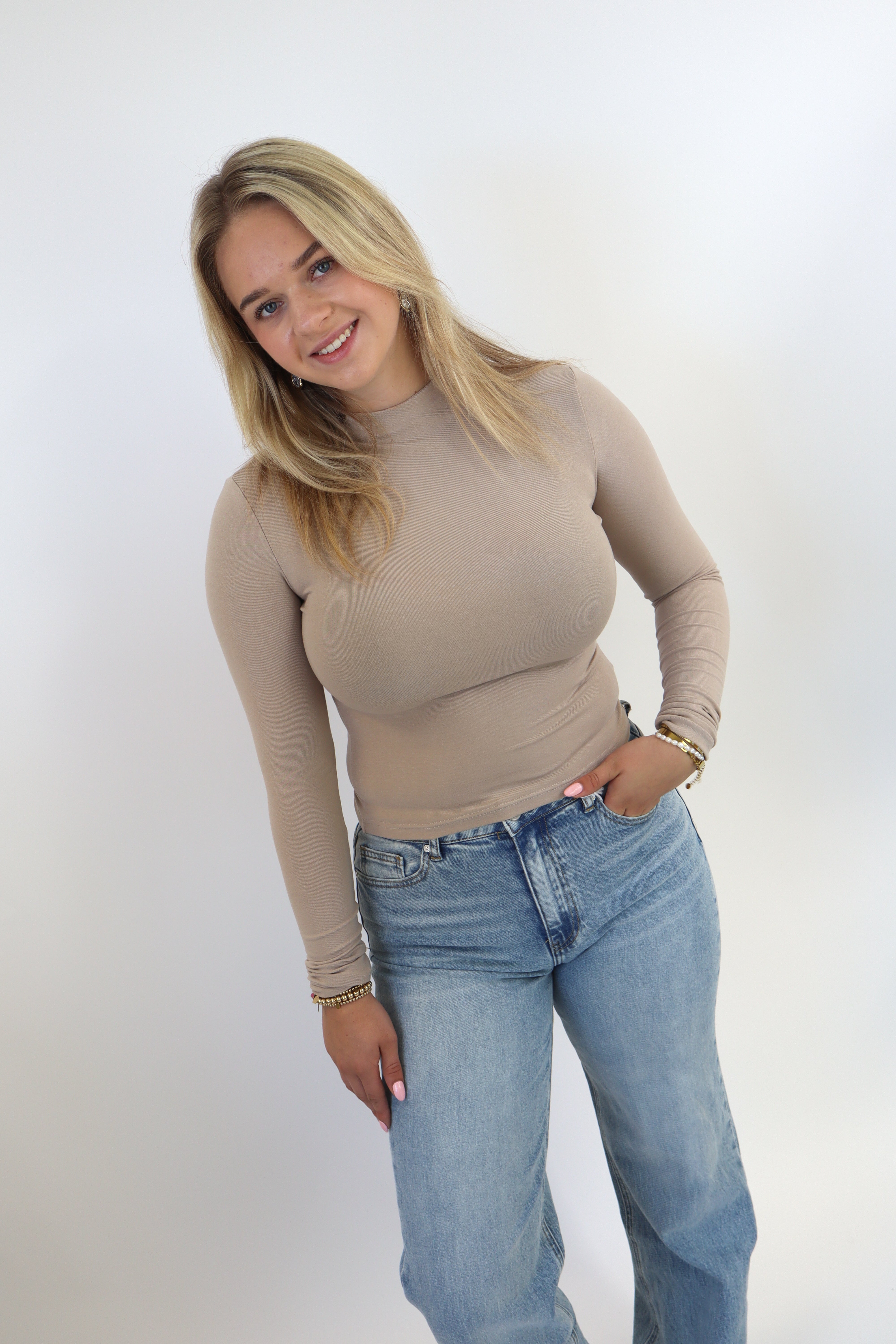 Leanne Long Sleeve Top - Khaki