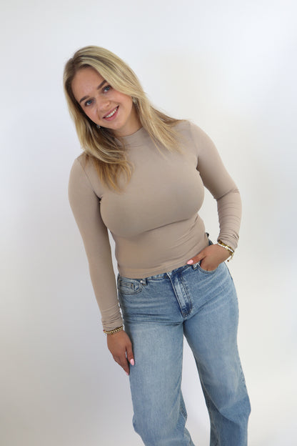 Leanne Long Sleeve Top - Khaki