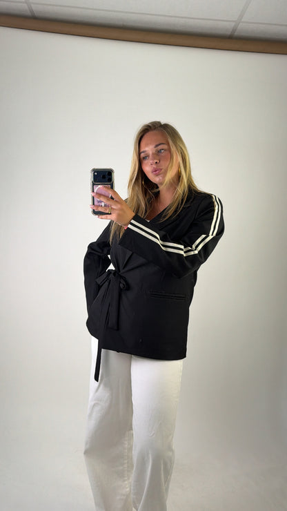 Gina Striped Blazer Black