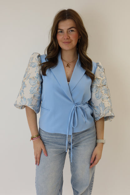 Vera Flower Blazer Light Blue