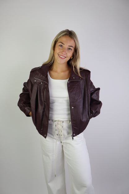 Nadien Leather Jacket Bordeaux