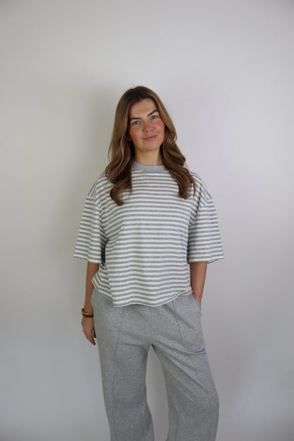 Femke Striped Tee Light Grey
