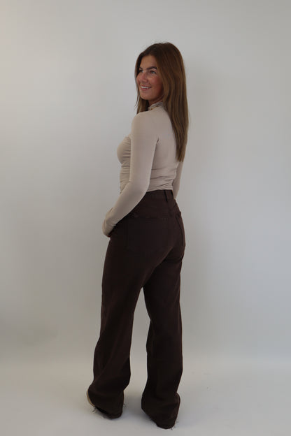 Double Button Tall Jeans Brown BK3856-C