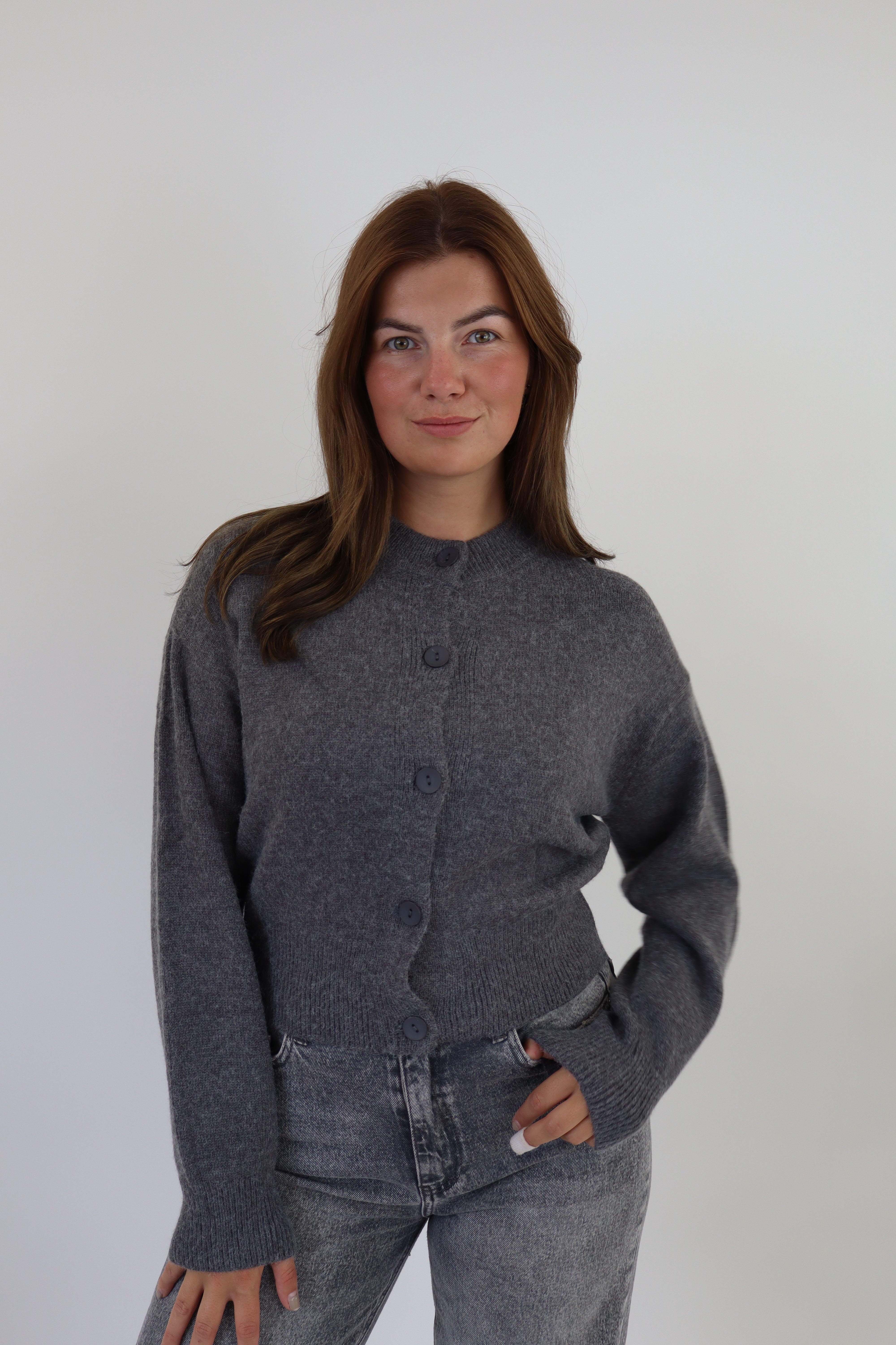 By Kie Knitted Cardigan Dark Grey
