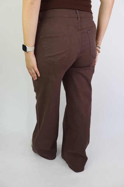 Fenne Wide Leg Jeans Stretch Brown
