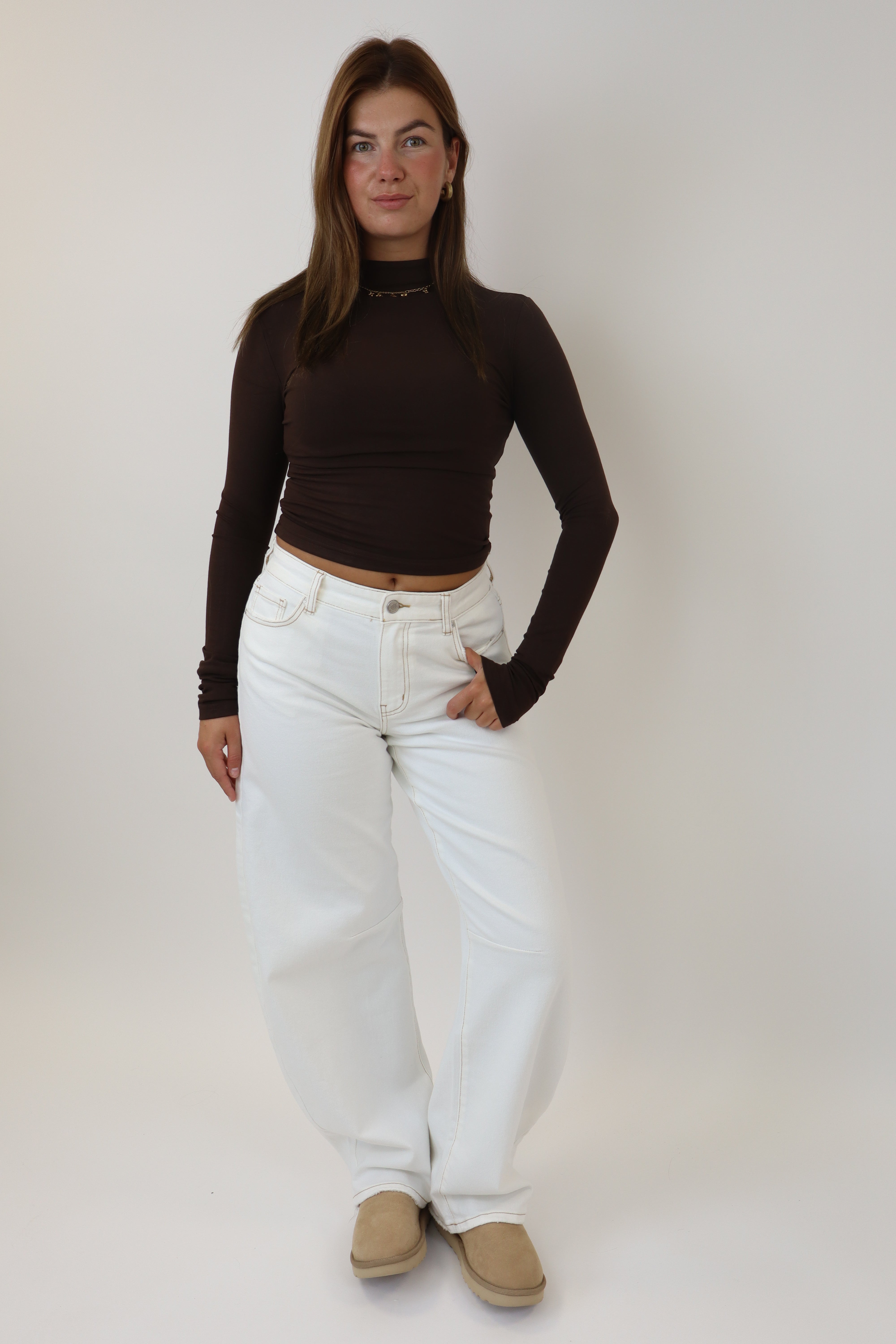 Nadia Mid Waist Balloon Jeans | White W3717-B