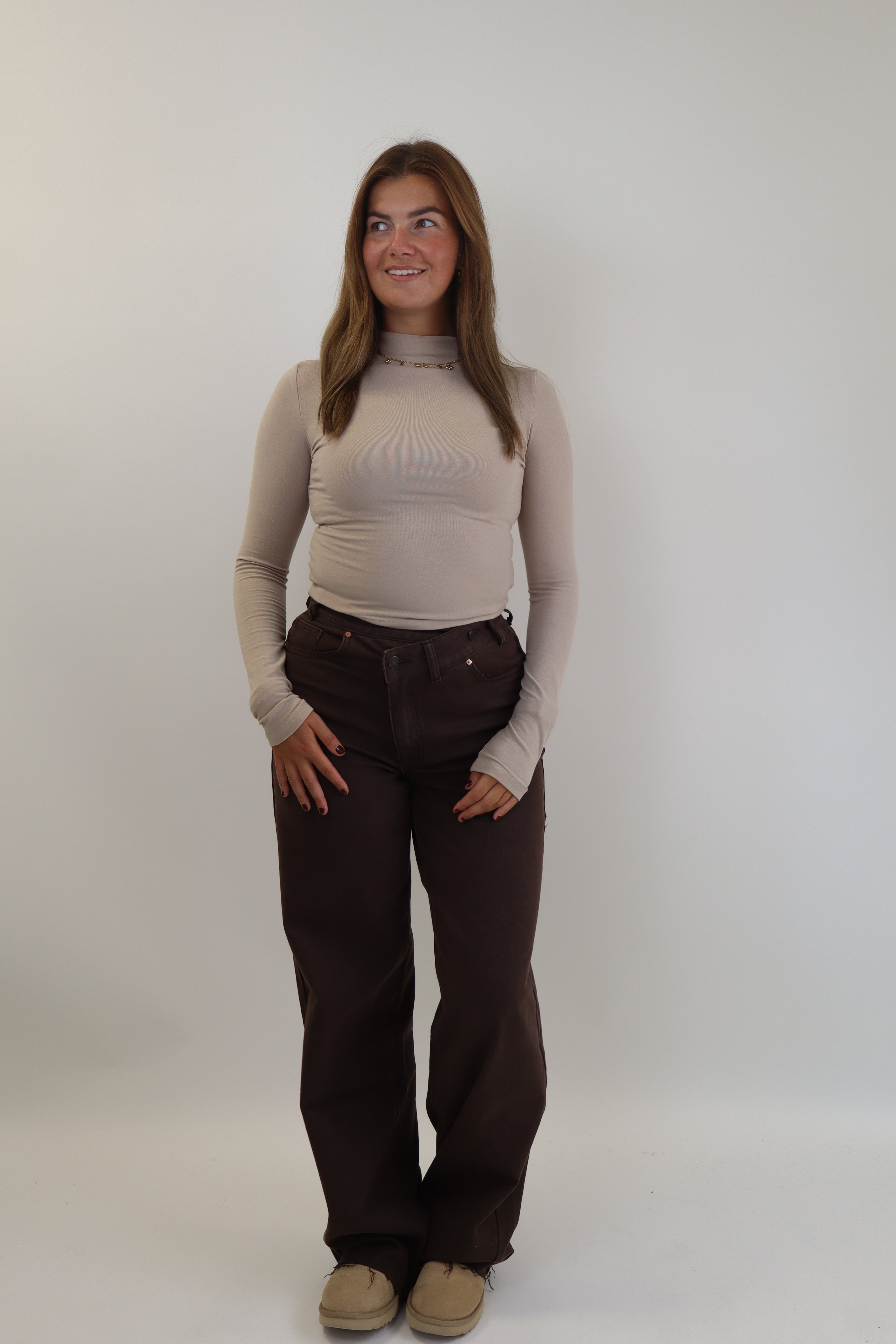 Double Button Tall Jeans Brown BK3856-C