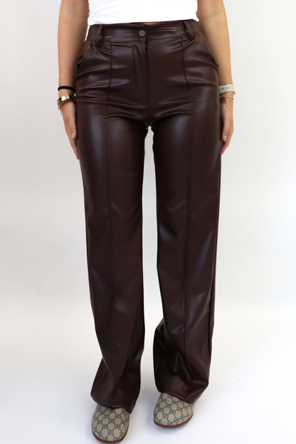 Caitlin Leather Pants Brown