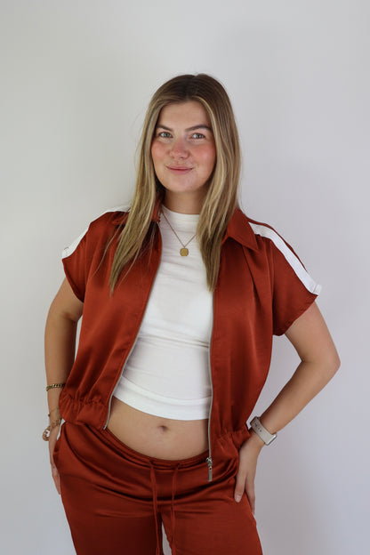 Caitlin Satijnen Gilet Roest