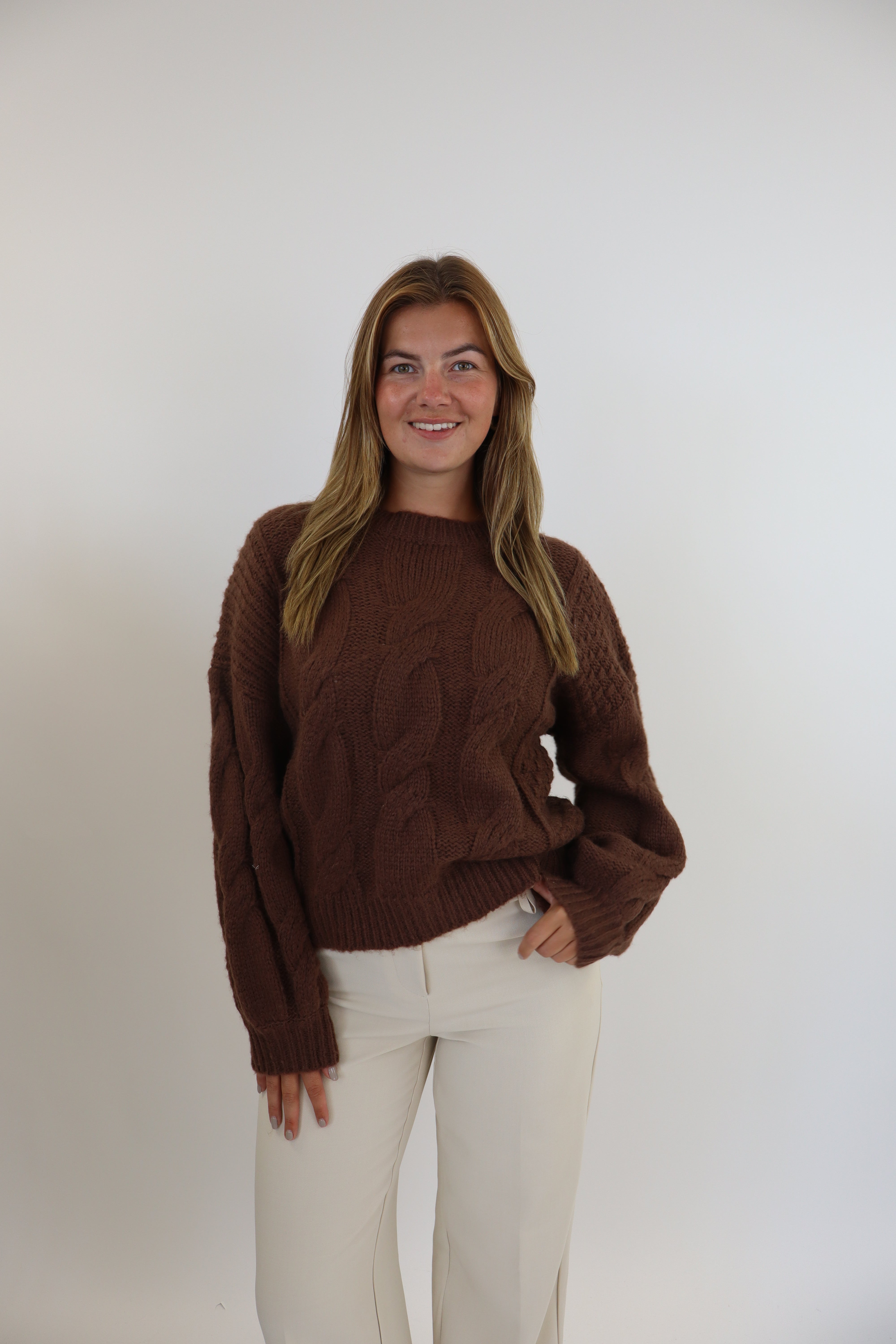 Ayanna Cable Sweater - Brown