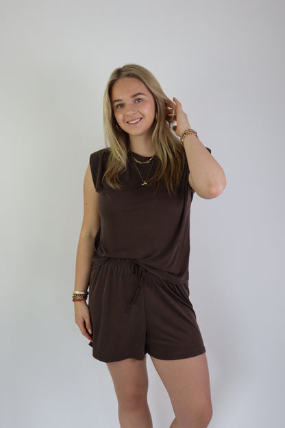 Noëlle Two Piece Set Short Brown