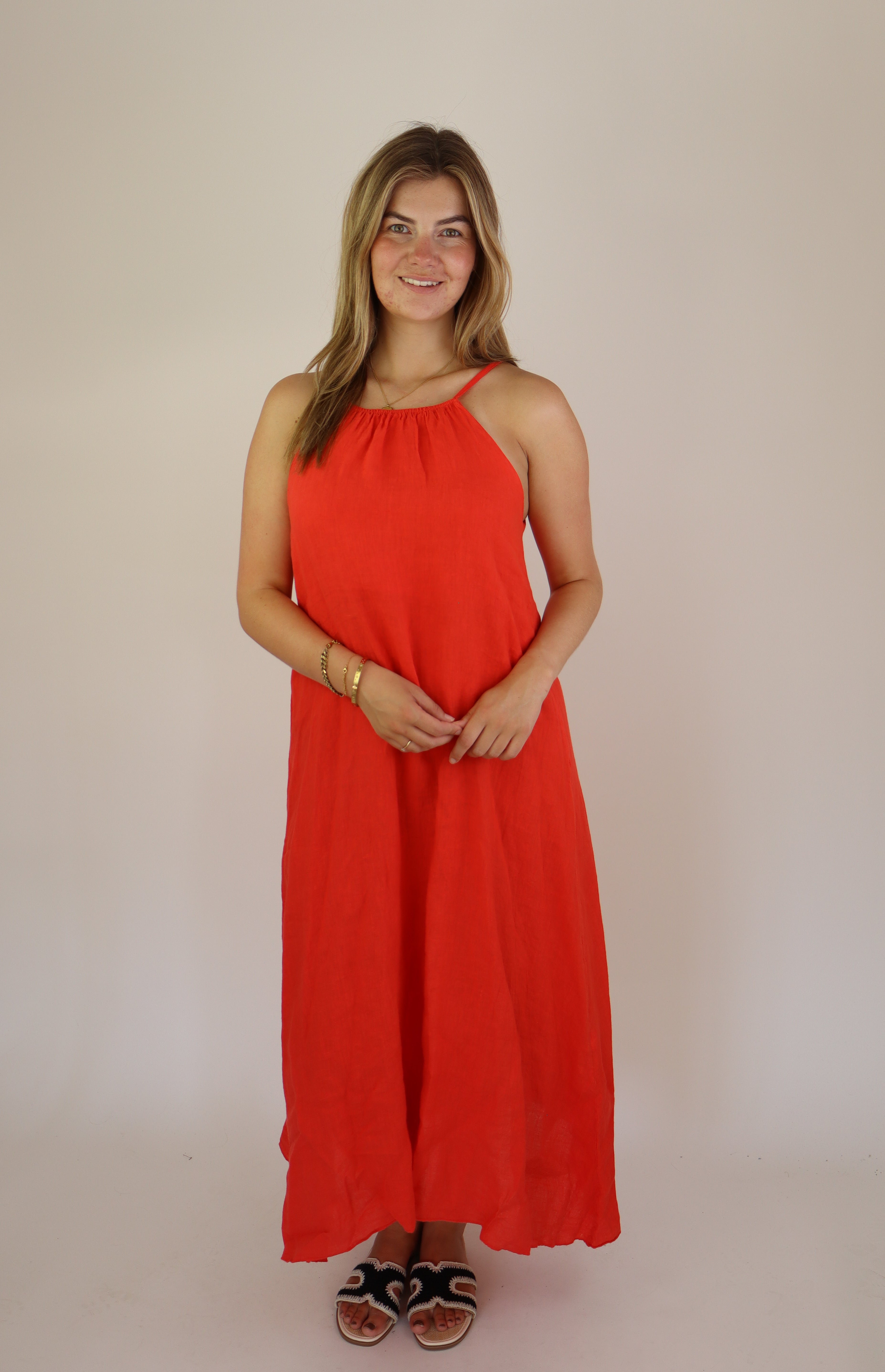 Linnen Dress Koraal