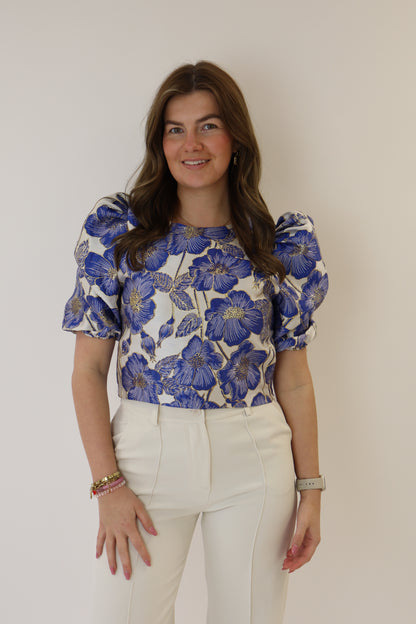 Nora Flower Top Blue
