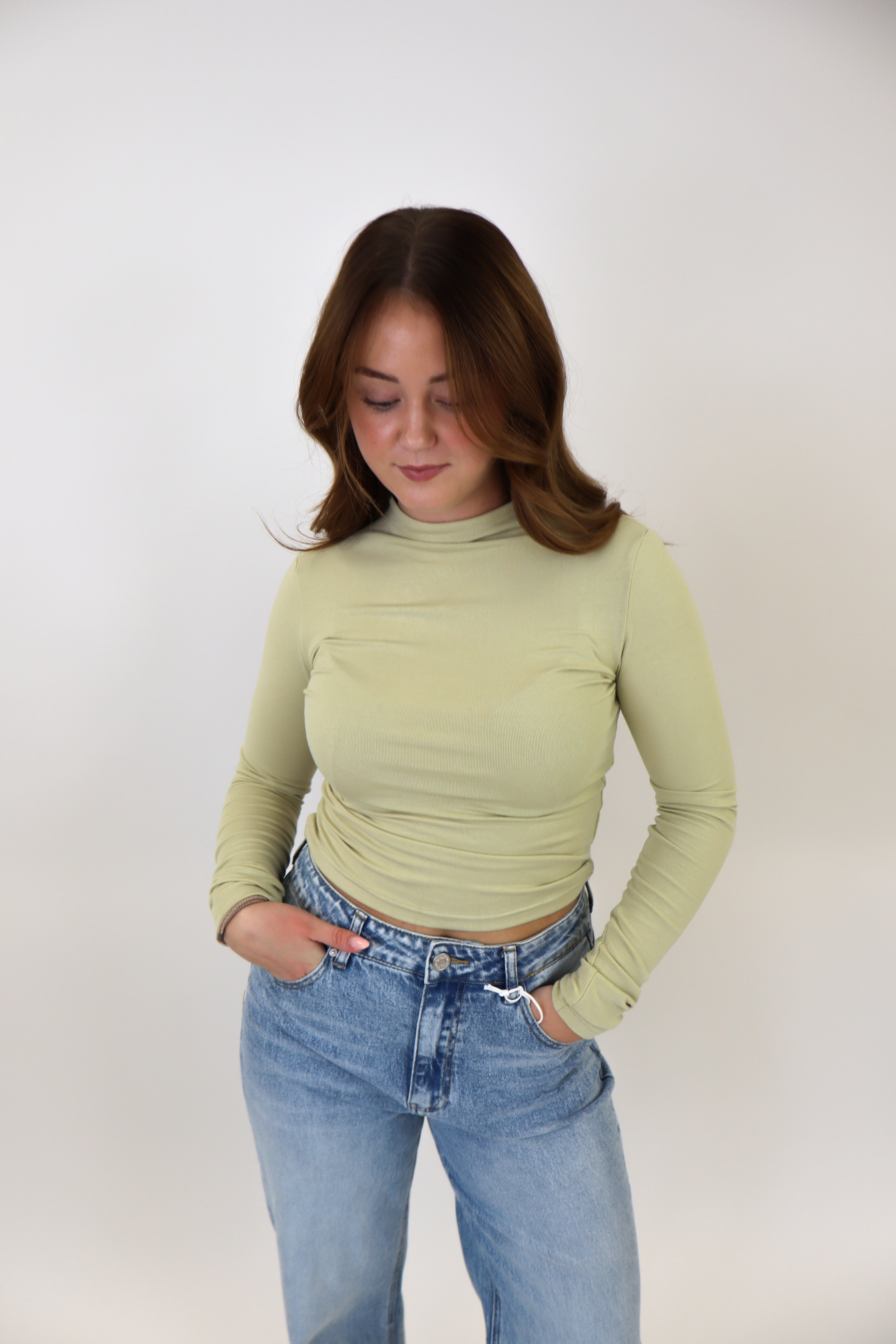 Leanne Long Sleeve Top - Sage Green