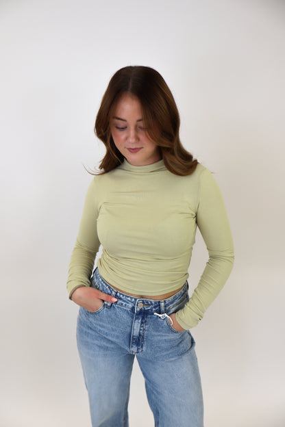 Leanne Long Sleeve Top - Sage Green