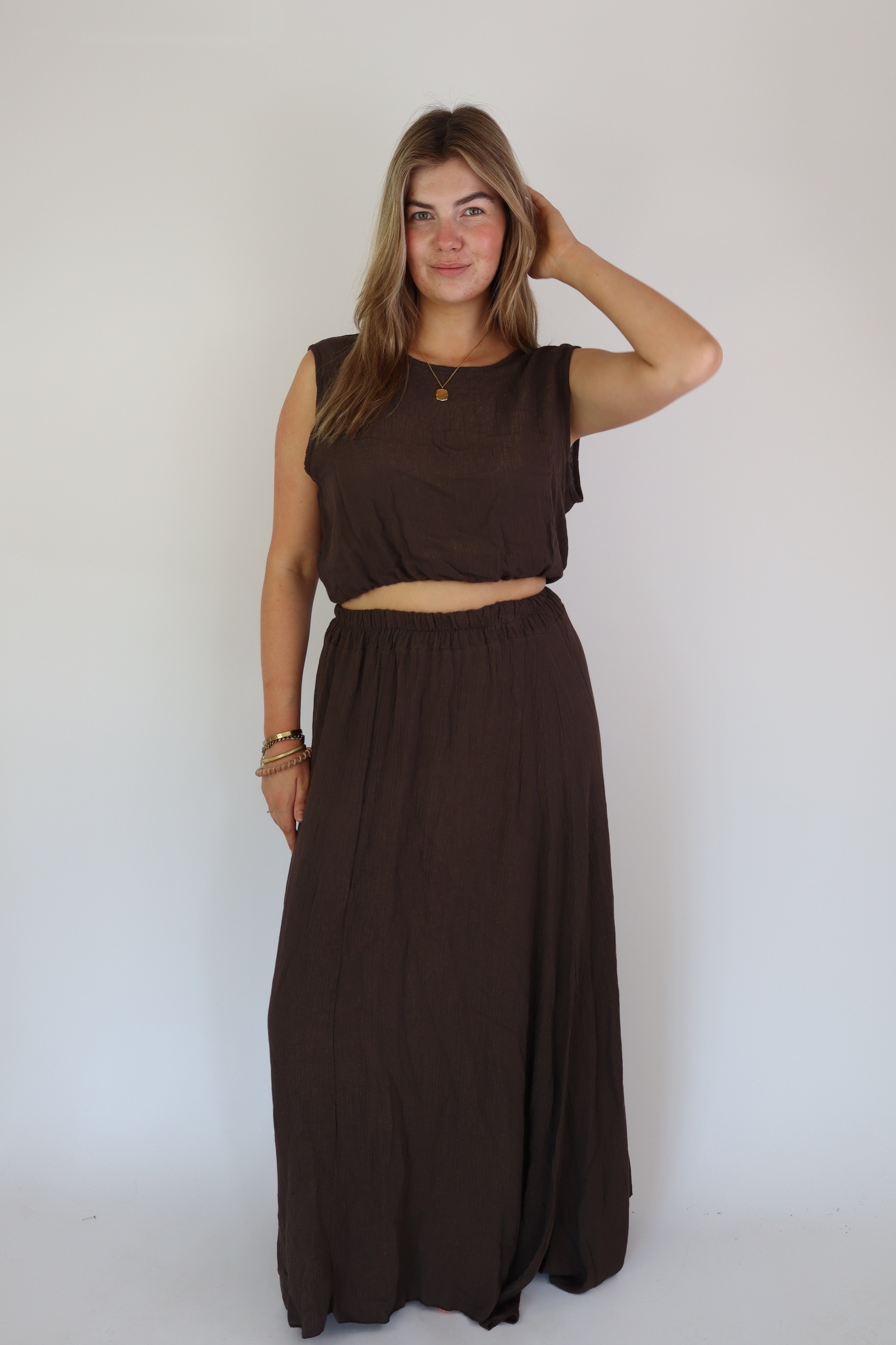Summer Two Piece Set Brown