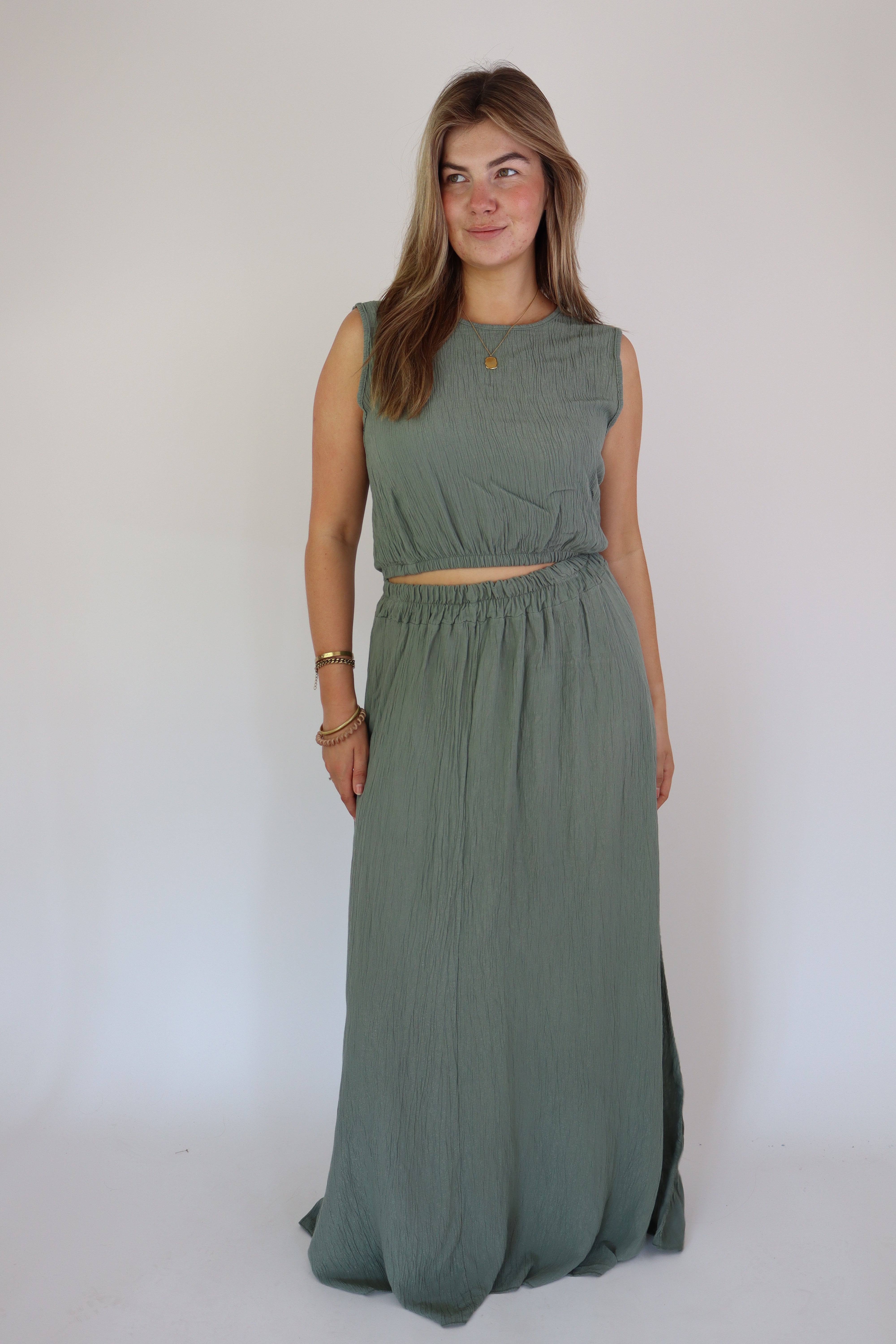 Summer Two Piece Set Army Green