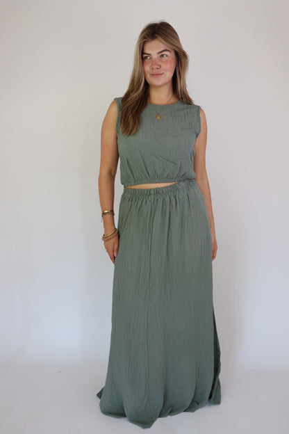 Summer Two Piece Set Army Green