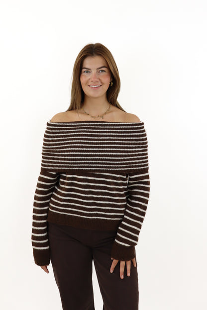 Lizzy Off Shoulder Knit Brown