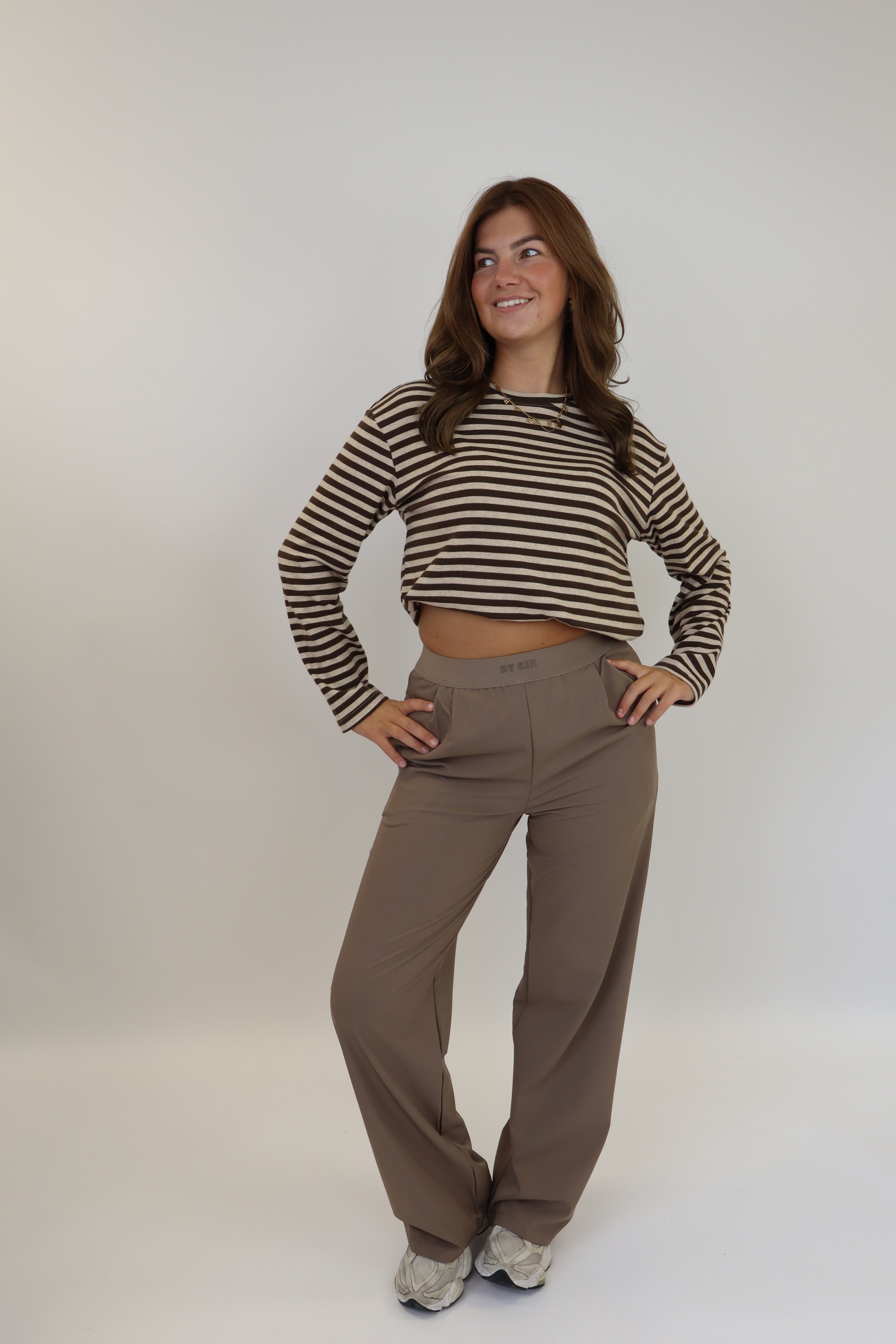 Amy Striped Top Beige/Brown
