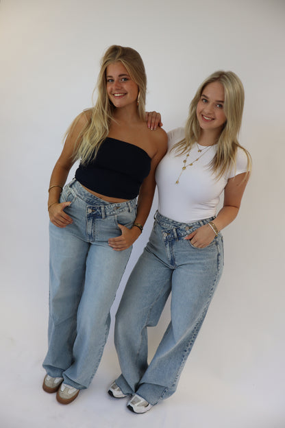 Double Button Tall Jeans Light Denim BK3856