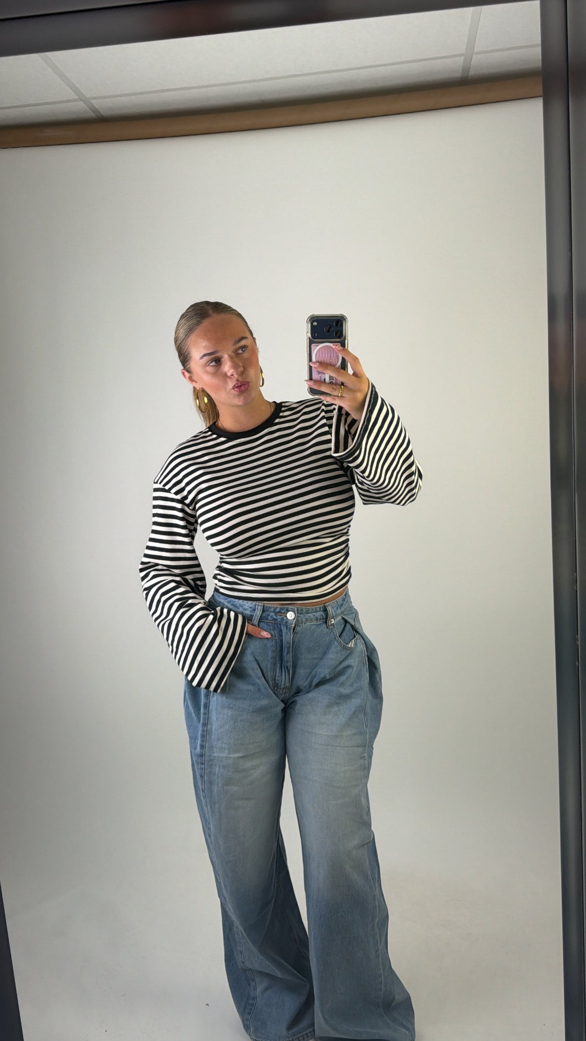 Elaine Striped Top Black/White