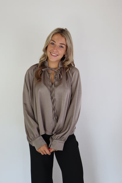 Layla Satijnen Blouse Taupe