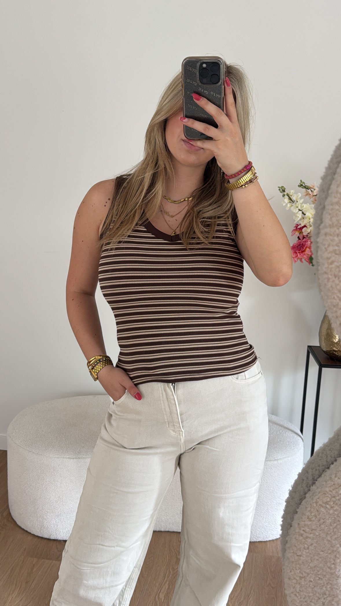 Striped Top Brown