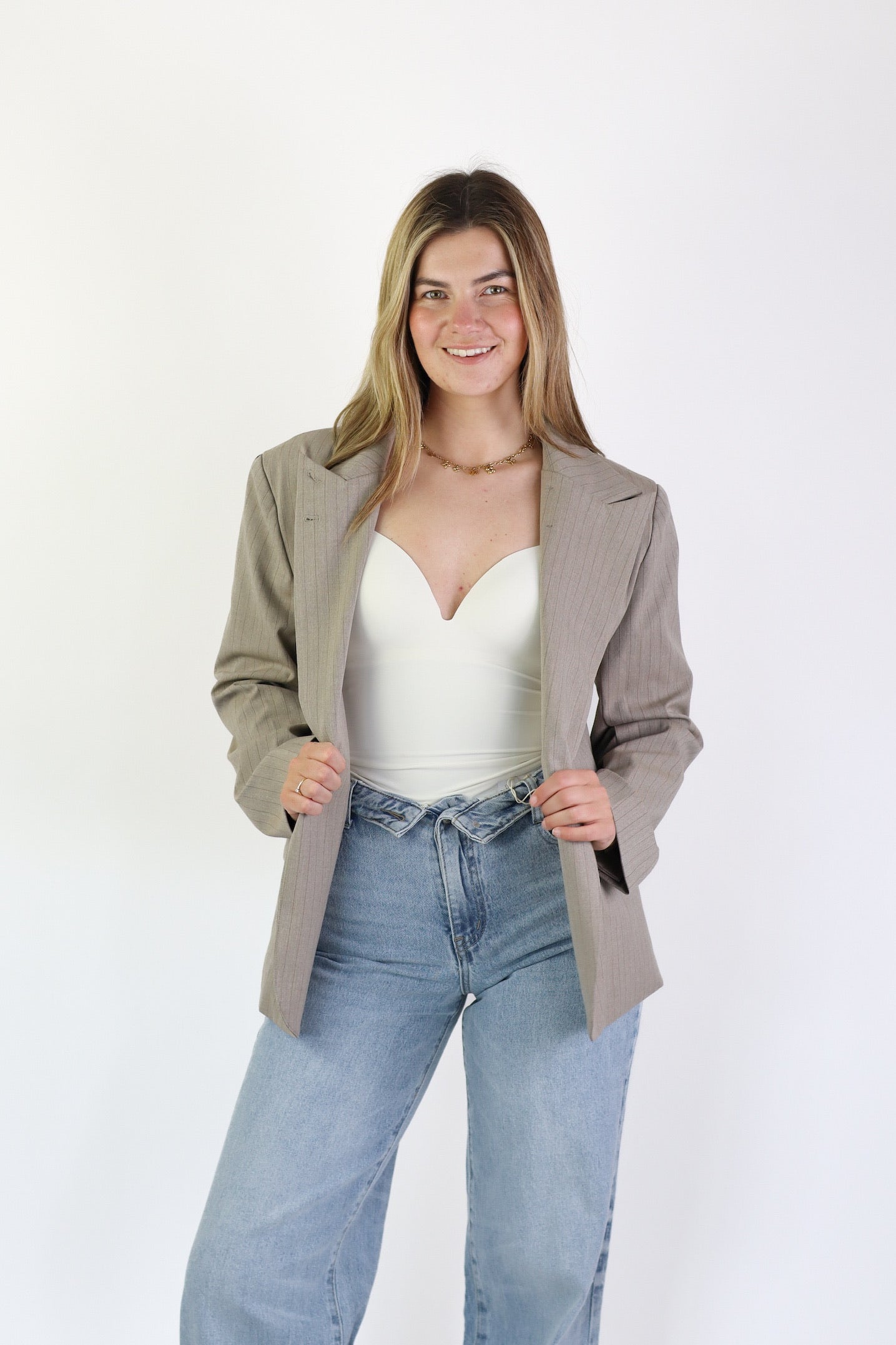 Kim Blazer Striped Taupe