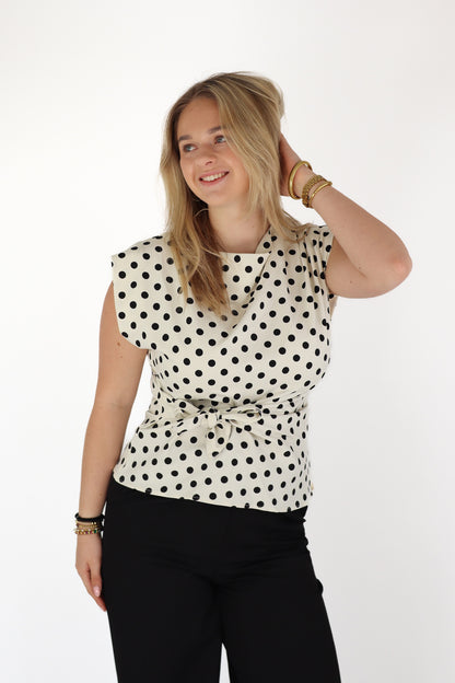 Britt Stippen Top Wit/Zwart