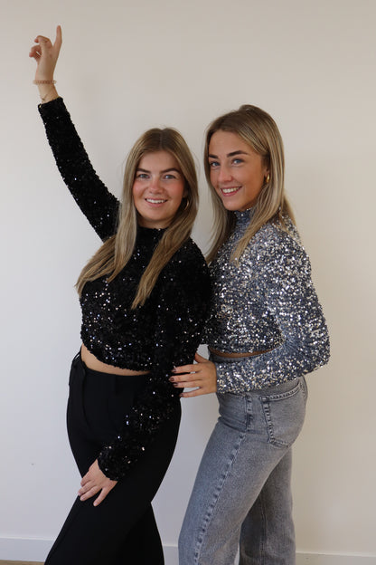Nikky Glitter Top Zilver